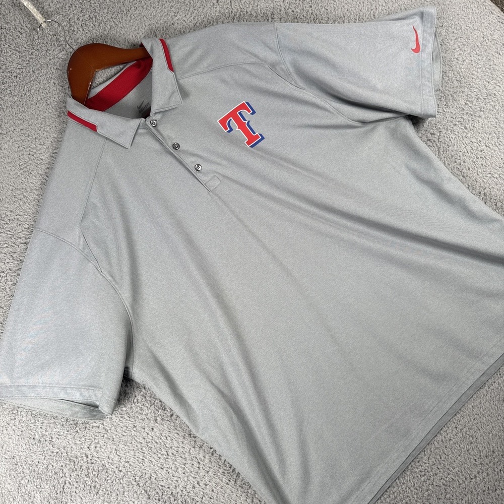 Nike Dri-Fit Texas Rangers Polo Shirt Men's XXL Gray MLB Baseball Licensed